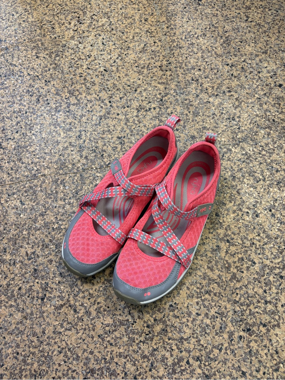 Ryka Coral Pink and Gray Slip-On Mary Jane Sneakers